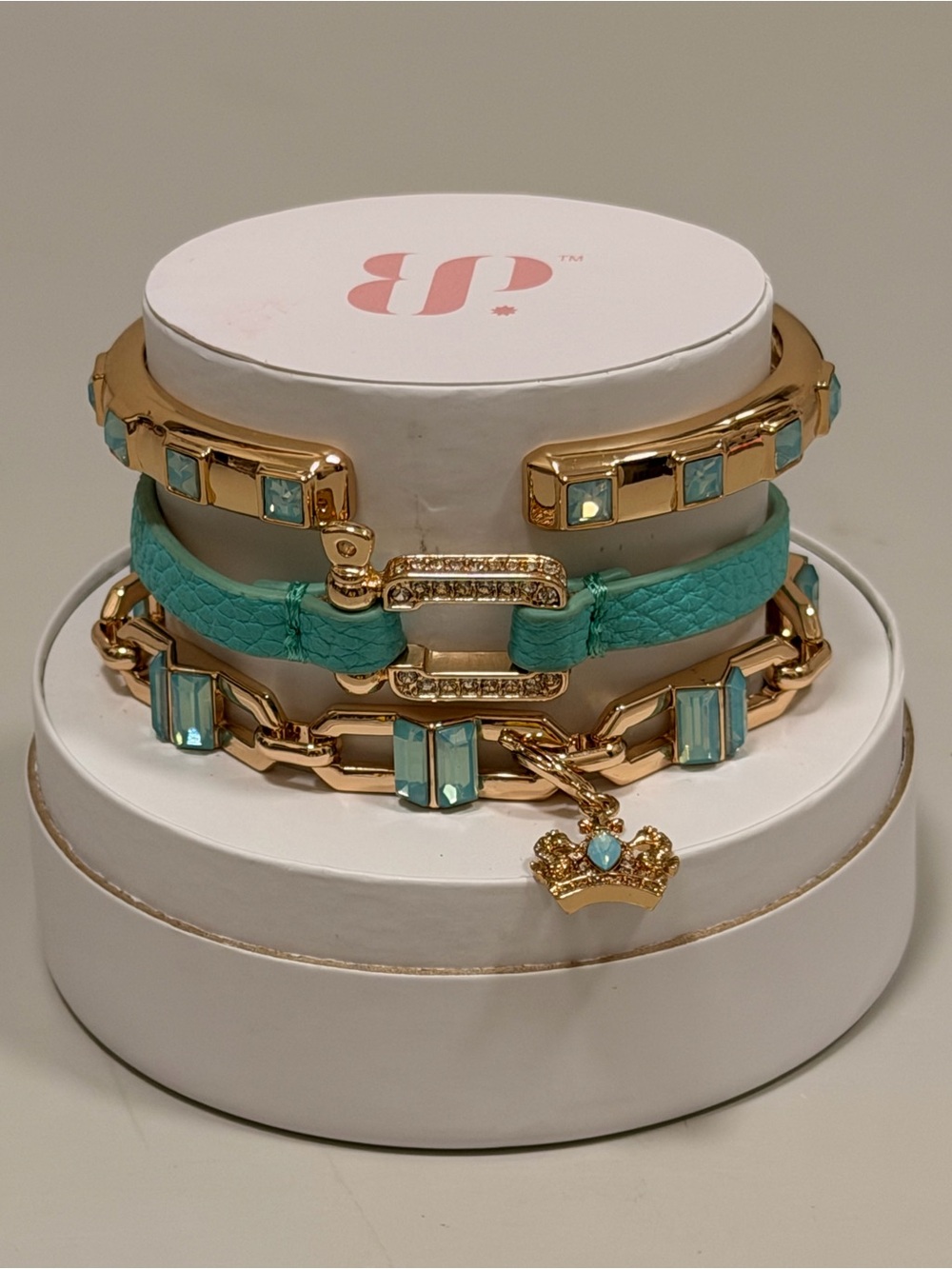 Bomb Party NWT! Turquoise and Gold Stack “The Tidal Heiress”